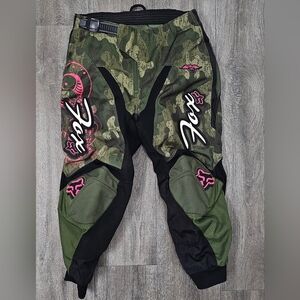 Fox 180 Kids Green Camouflage & Pink Riding Pants-Size 8